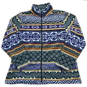 Woolrich Large Fleece Jacket Aztec Tribal Mexica Women's NWOT Full Zip Plush